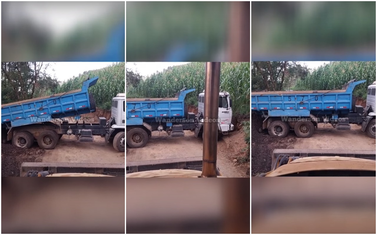 Caminhoneiro acaba ficando preso por não calcular local da descarga