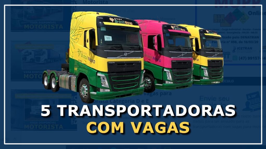 5 Transportadoras com vagas para Motorista