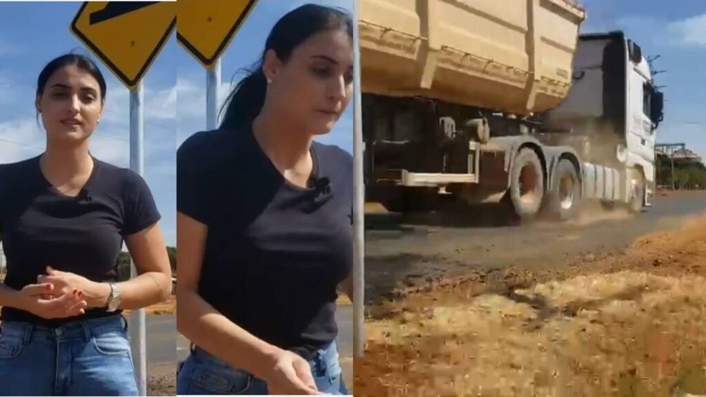 Mulher leva um tremendo susto ao pedir atenção dos motoristas na BR-364