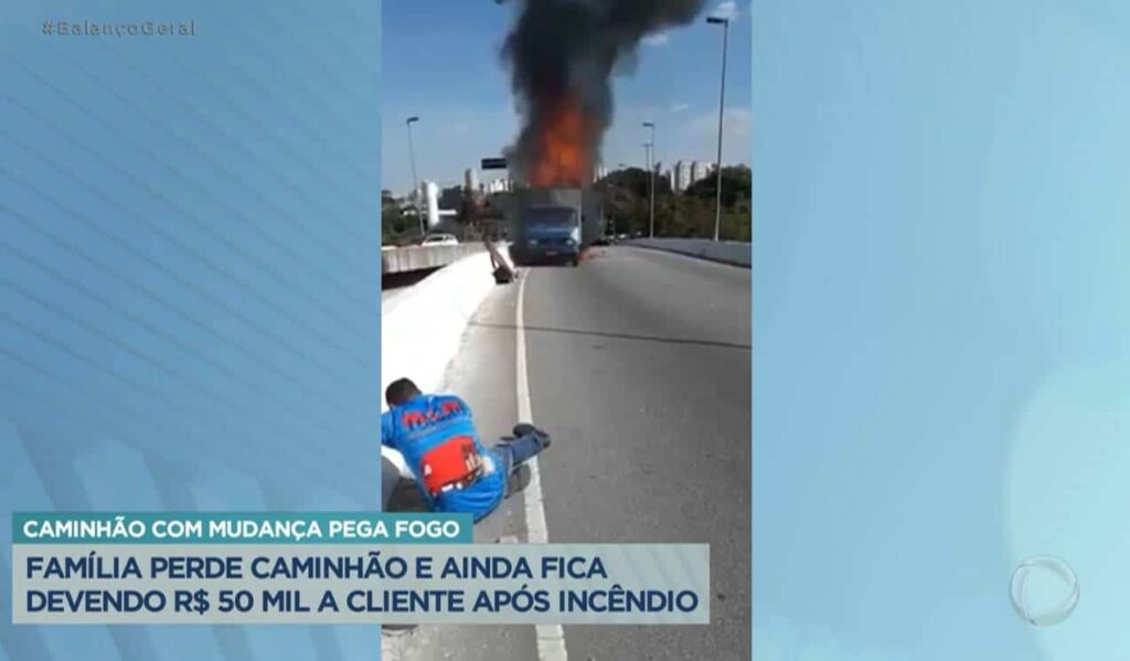 Caminhoneiro perde caminhão e mudança de cliente após incêndio
