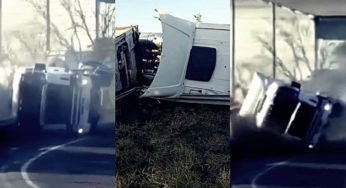 Vídeo mostra momento em que carreta tomba na BR-470