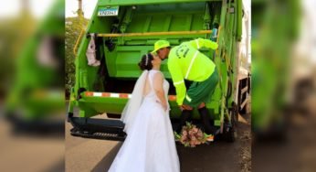 Noiva surpreende ao realizar ensaio em caminhão para homenagear o noivo