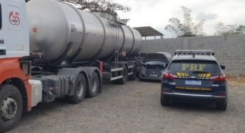 PRF descobre desvio de combustível e chama dono de transportadora no local