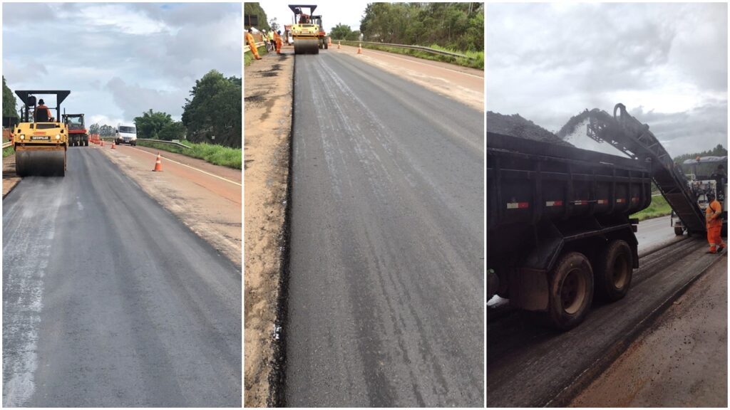 A concessionária Ecovias do Araguaia efetua recuperação de pavimento da BR-153/GO/TO