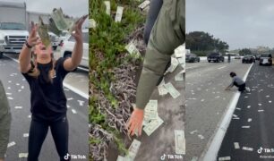 Dinheiro cai do céu em rodovia nos Estados Unidos após explosão de carro forte