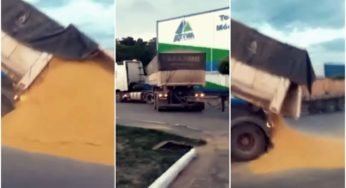 Vídeo: Caminhoneiro revoltado descarrega em frente da empresa após esperar 5 dias