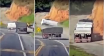 Vídeo: Caminhoneiro habilidoso evita tragédia com carreta sem freios