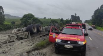 Caminhoneiro com apenas 22 anos morre ao capotar caminhão com cimento