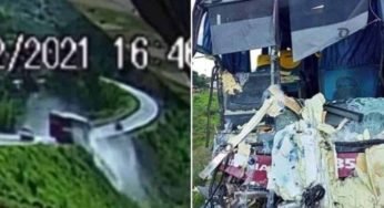 Video: Uma colisão entre um caminhão e um ônibus deixa duas pessoas em óbito, no Sul de Minas