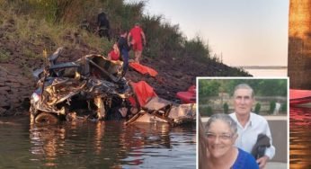 Um caminhão e um carro caem de ponte, após colidirem com outro caminhão em Itaí (SP)