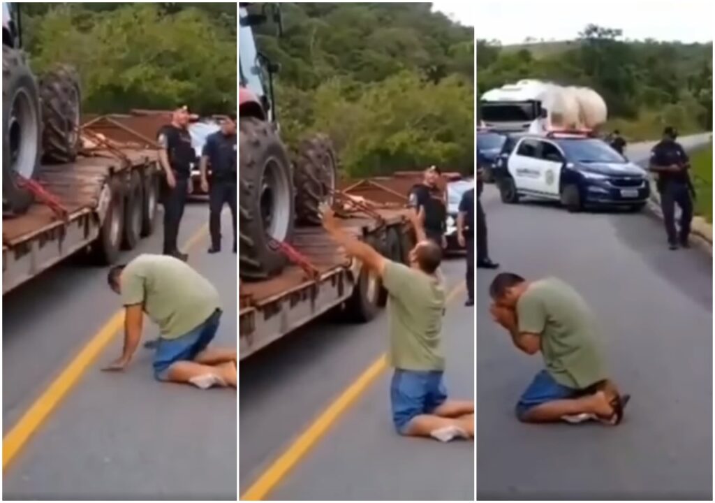 Video: Após ter sido roubado, 2 tratores são devolvidos ao dono que agradece chorando de joelhos