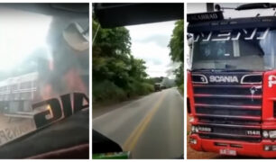 Caminhão conhecido como Bode do Neni pega fogo em rodovia