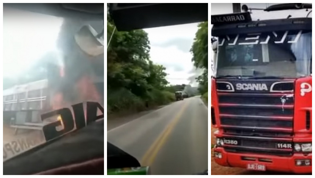 Caminhão conhecido como Bode do Neni pega fogo em rodovia