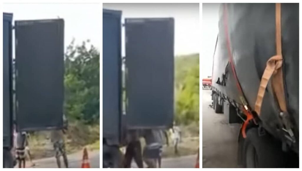 Caminhoneiro filma saque de sua própria carga na BR-116