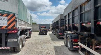 PRF flagra 4 caminhões com excesso 131 toneladas de peso excesso