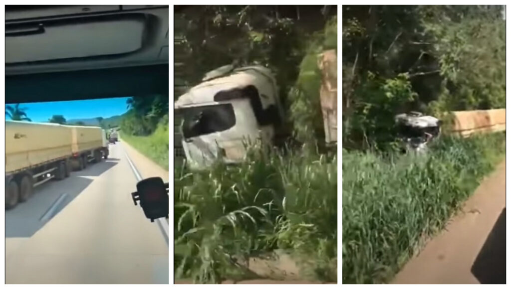 Vídeo Caminhoneiro consegue evitar grave acidente após carreta perde freio em serra