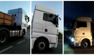 Vídeo Caminhoneiro tenta fugir da polícia mesmo com pneu furado