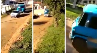 Fiat Uno é flagrado puxando mercedinha 608