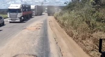 Caminhoneiros pedem socorro para trafegarem na BR-116