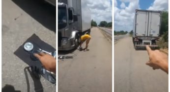 PRF faz caminhoneiro remover antena, capa de parafuso e lanterna foguinho