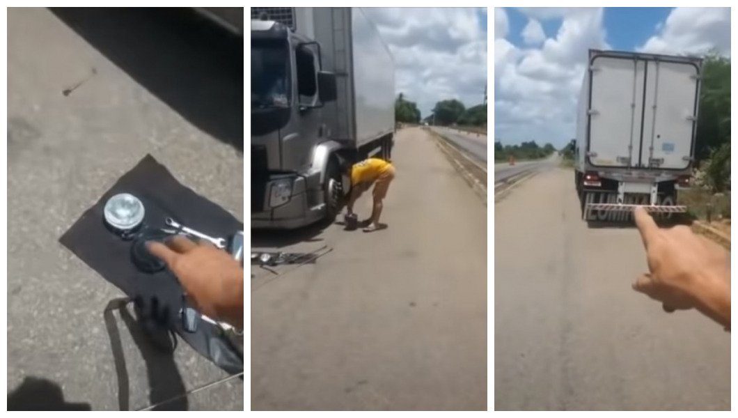 PRF faz caminhoneiro remover antena, capa de parafuso e lanterna foguinho
