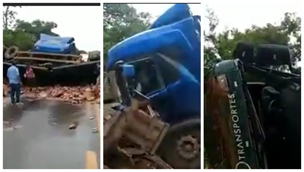 Vídeo Carreta da “L” e atinge um caminhão na BR-365 