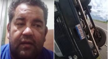 Sem conseguir parar para descansar caminhoneiro sofre acidente