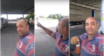Caminhoneiro é expulso do posto de combustível
