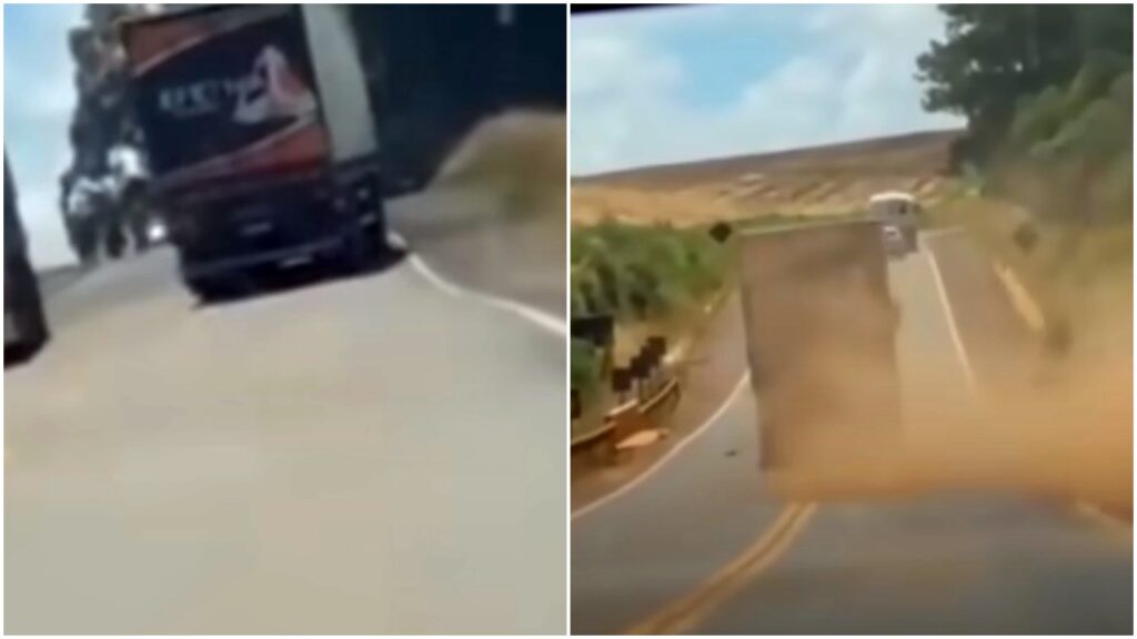 Vídeo mostra motorista efetuando quebra de asa em alta velocidade com caminhão na BR-285