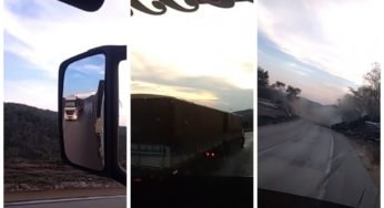 Caminhão sem freios perde o controle e tomba na Serra de São Vicente