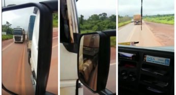Carreta bitrem quase provoca tragédia ao fazer ultrapassagem proibida