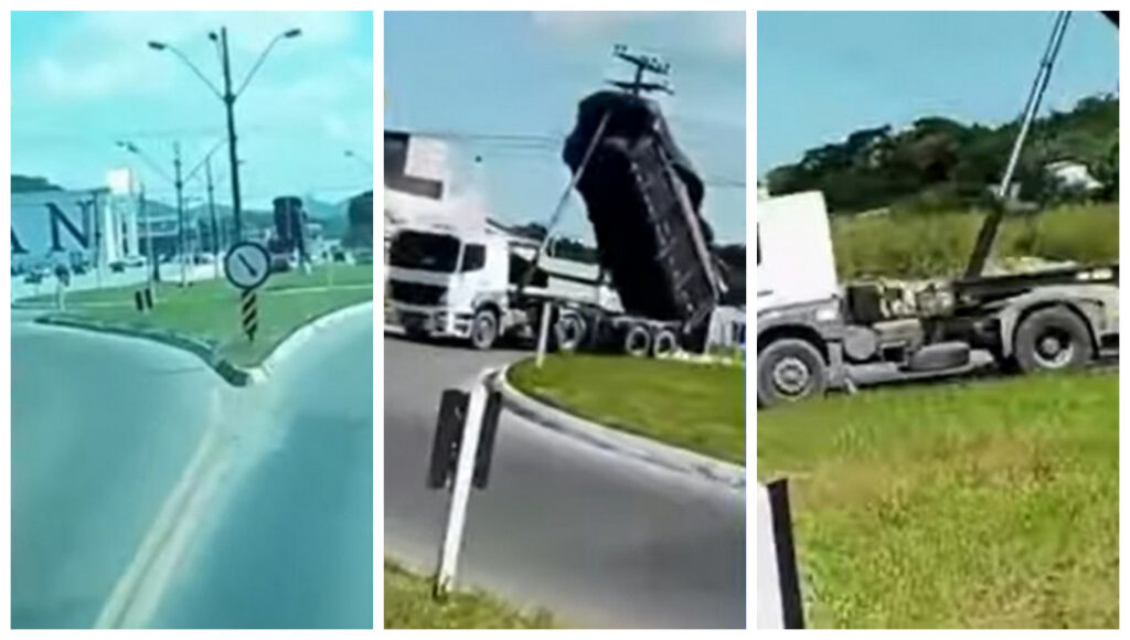 Carreta é flagrada basculada enquanto trafegava na BR-280