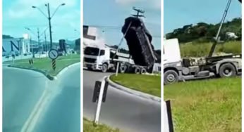 Carreta é flagrada basculada enquanto trafegava na BR-280