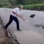 Prefeito protesta tampando buraco na Rio-Bahia após publicação virar lenda