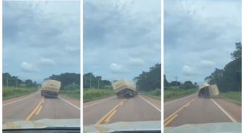 Motorista grava quebra de asa que termina em acidente na BR-163