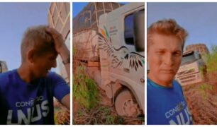 Caminhoneiro YouTube quase tomba carreta em estrada com péssimas condições