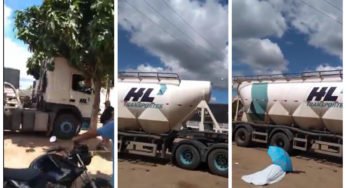 Caminhoneiro sobe em carreta não percebe fio de alta tensão e morre eletrocutado na BR-226