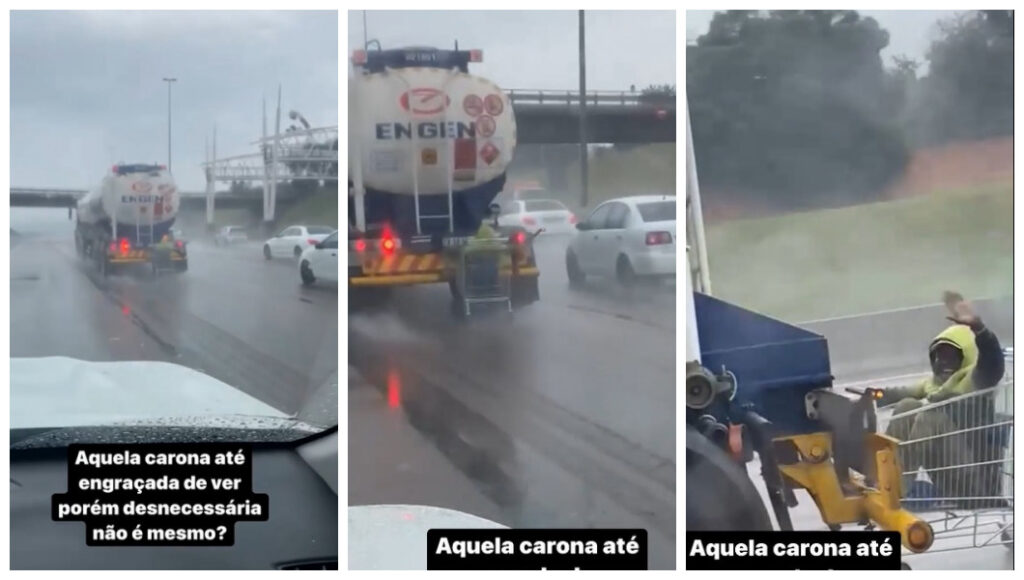 Carona com carrinho de supermercado indesejado ou consentida