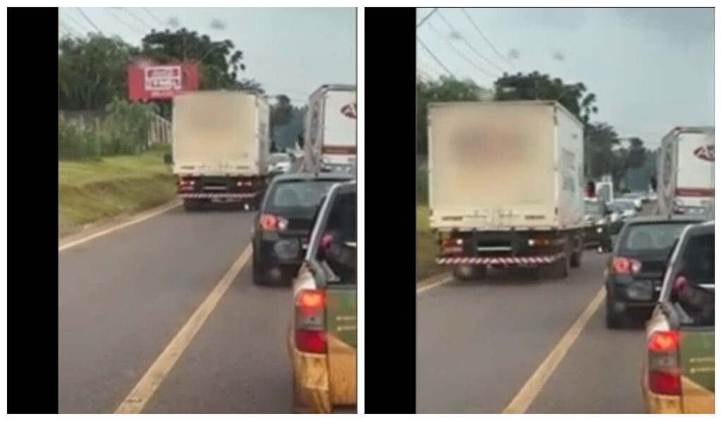 PRF flagra caminhoneiro ultrapassando em faixa continua e faz o motorista voltar