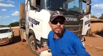 Caminhoneiro acessa rua errada e morador fica revoltado com o motorista