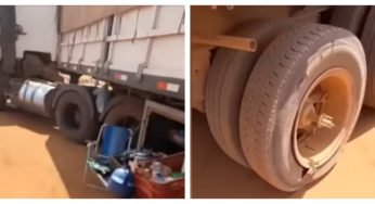 Caminhoneiro autônomo pai de família perde 4 pneus