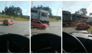 Caminhoneiro flagra carro colidindo com trem em Brasília