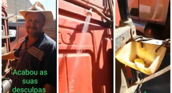 Caminhoneiro improvisa chuveiro caseiro no caminhão