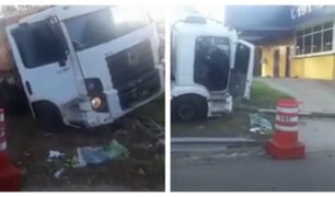 Caminhoneiro pular de caminhão e atinge base da PRF