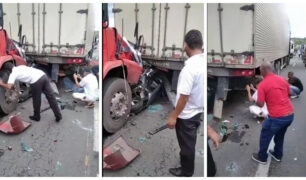 Caminhoneiro questionar PRF após acidente e afirma que se o caminhão fosse arqueado ninguém iria morrer