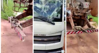 Caminhoneiros puxam caminhão com cinta e o pior quase acontece