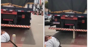 Ciclista crítica caminhoneiro que trafega em ciclovia após obstrução de pista