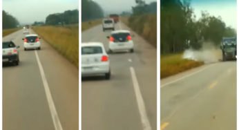 Colisão frontal é registrada entre um caminhão e um carro na BR-364