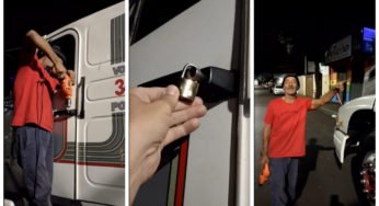 “Agora a NASA vem!”: Caminhoneiro improvisa maçaneta de caminhão com furadeira e cadeado