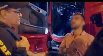 Caminhoneiro chora durante abordagem realizada pela PRF